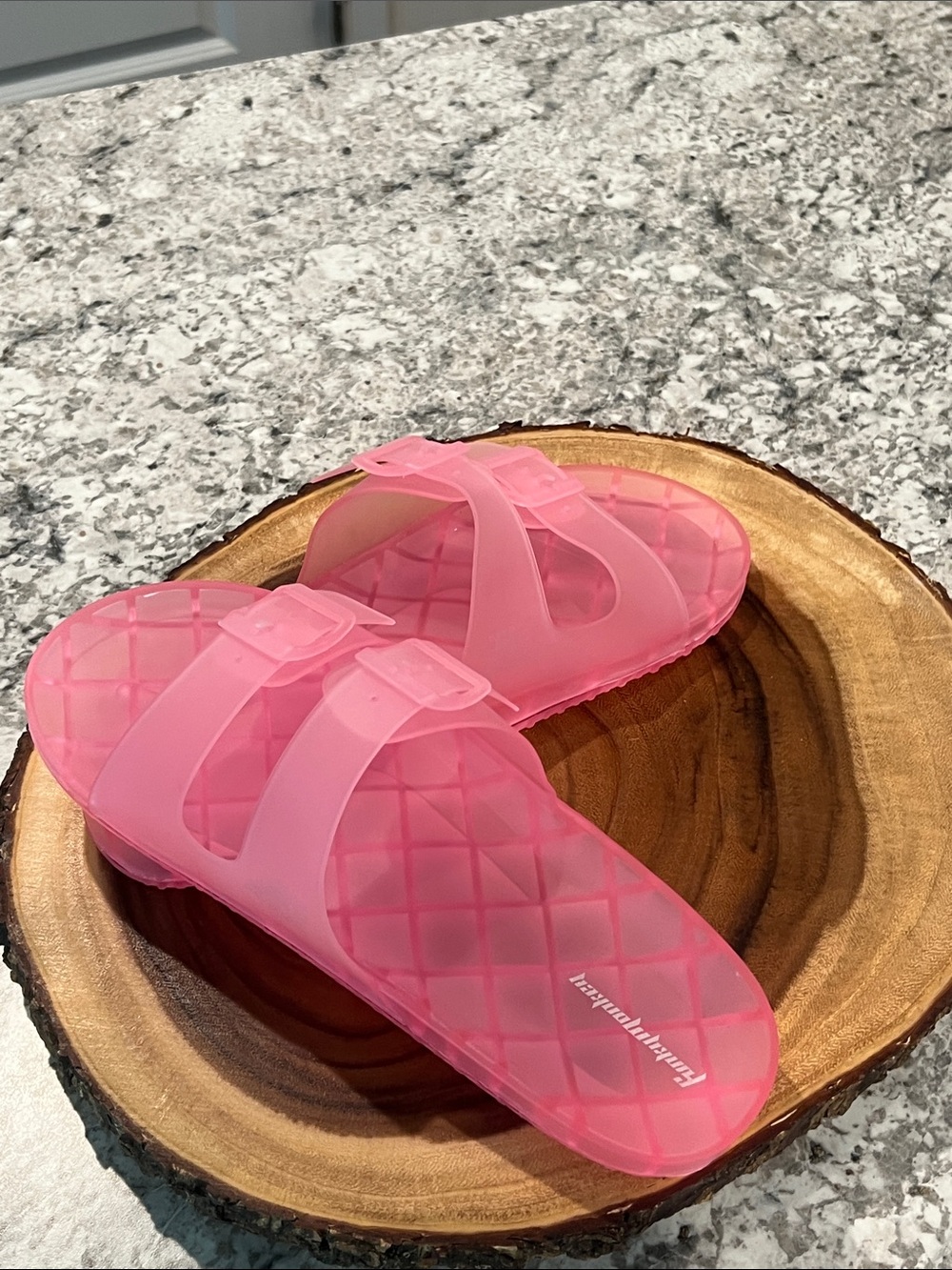 Women’s Pink Double-Strap Jelly Slide Sandals
